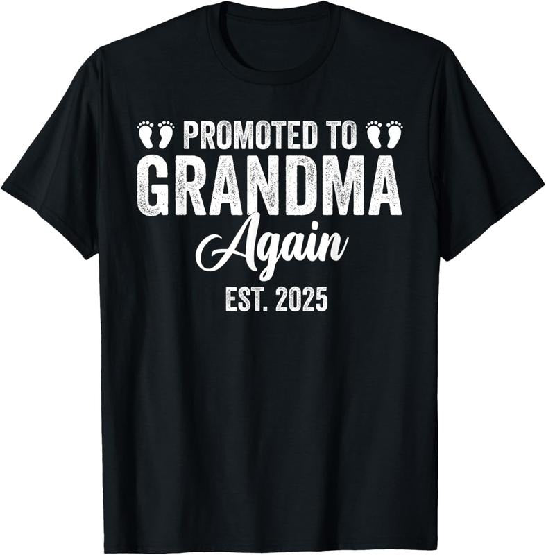 100% Cotton Grandma  Announcement,Promoted To Grandma Again Est 2025 T-Shirt Hoodie, Sweatshirt | PrintMintTees.com