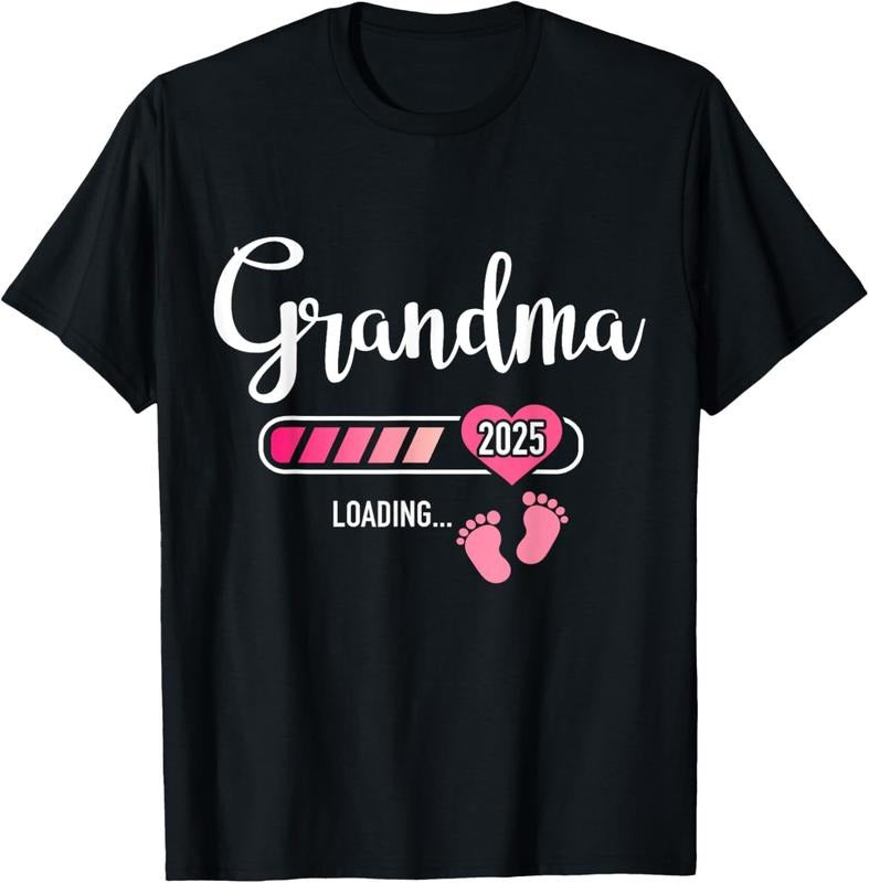100% Cotton Grandma 2025 loading for pregnancy announcement T-Shirt Hoodie Sweatshirt | PrintMintTees.com