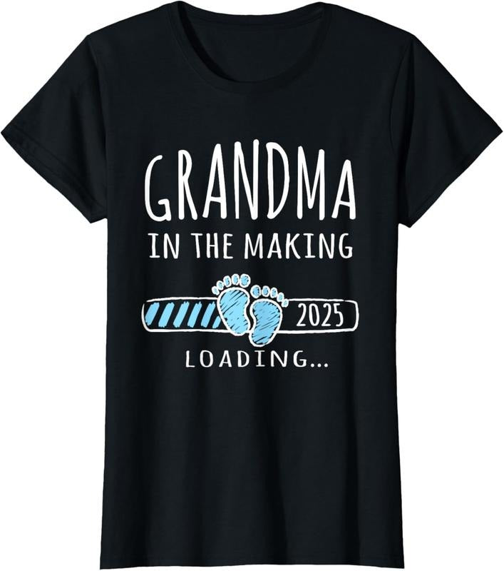 100% Cotton Grandma In The Making 2025 Loading Promoted to Grandma 2025 T-Shirt Hoodie Sweatshirt | PrintMintTees.com