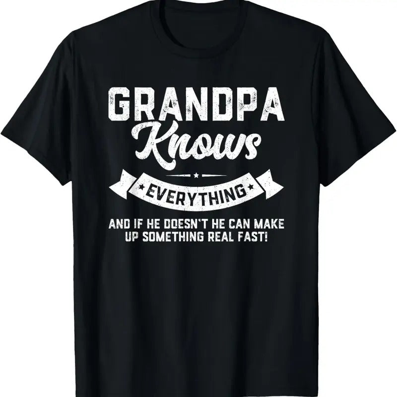100% Cotton Grandpa Knows Everything 60th Gift Funny Father's Day T-Shirt Hoodie Sweatshirt | PrintMintTees.com