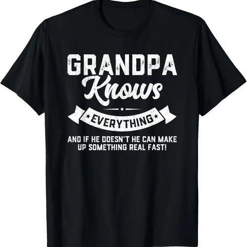 100% Cotton Grandpa Knows Everything 60th Gift Funny Father's Day T-Shirt Hoodie Sweatshirt | PrintMintTees.com