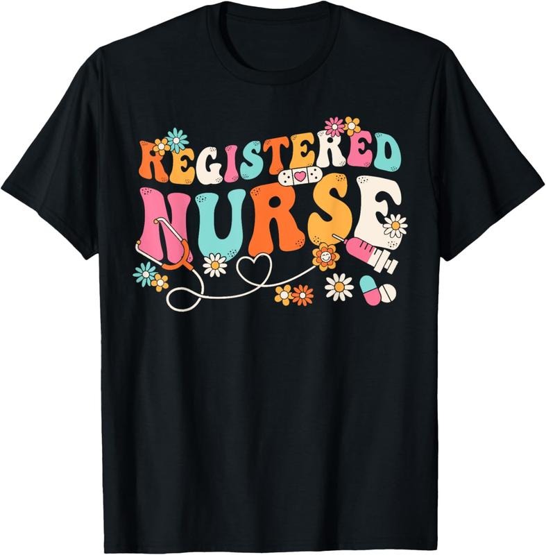 100% Cotton Groovy RN Registered Nurse Week Nursing Stethoscope Cute Shirt Hoodie Sweatshirt