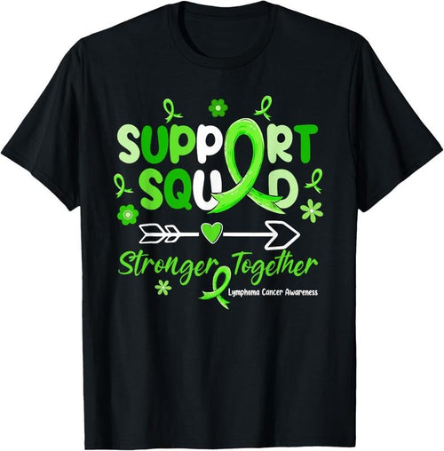 100% Cotton Groovy Support Squad Green Ribbon Lymphoma Cancer Awareness T-Shirt Hoodie, Sweatshirt | PrintMintTees.com