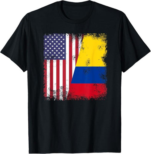 100% Cotton Half Colombian Flag | Vintage Colomobia USA Gift T-Shirt Hoodie Sweatshirt | PrintMintTees.com