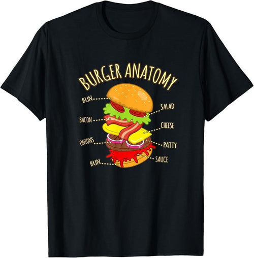100% Cotton Hamburger Food Lover Graphic Burger Anatomy Cheeseburger T-Shirt Hoodie Sweatshirt | PrintMintTees.com