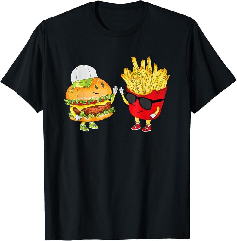 100% Cotton Hamburger Fries High Five Cool Fun Combo Snacks Funny T-Shirts, Hoodie, Sweatshirt