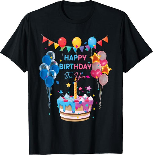 100% Cotton Happy Birthday To You Cake And Balloon Party T-Shirt Hoodie Sweatshirt | PrintMintTees.com