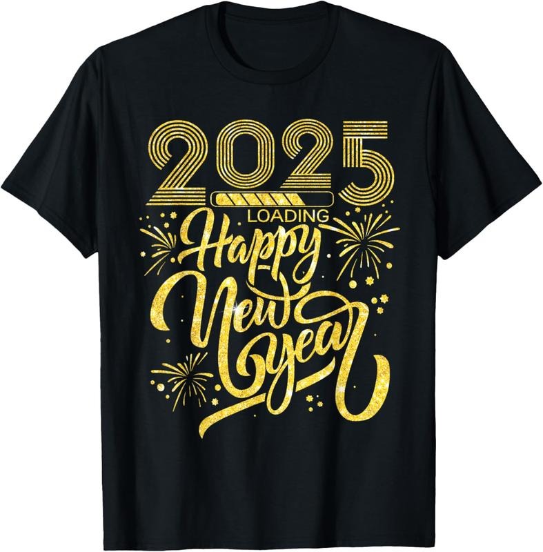 100% Cotton Happy New Year 2025 Loading Fireworks Hello 2025 T-Shirt Hoodie, Sweatshirt | PrintMintTees.com