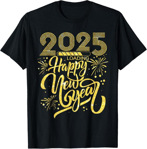 100% Cotton Happy New Year 2025 Loading Fireworks Hello 2025 T-Shirt Hoodie, Sweatshirt | PrintMintTees.com