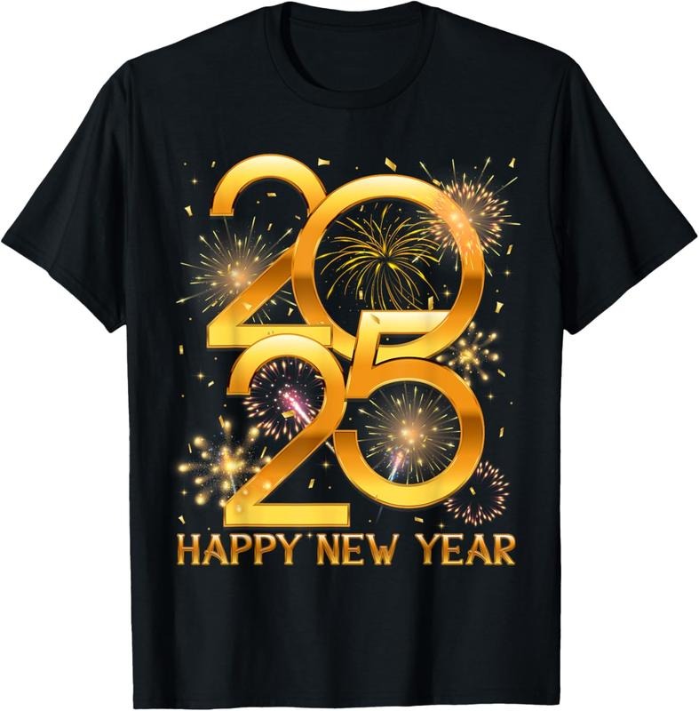 100% Cotton Happy New Year 2025 Shirts Men Women  Fireworks Confetti T-Shirt Hoodie Sweatshirt | PrintMintTees.com
