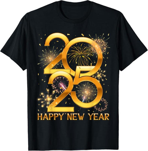 100% Cotton Happy New Year 2025 Shirts Men Women  Fireworks Confetti T-Shirt Hoodie Sweatshirt | PrintMintTees.com