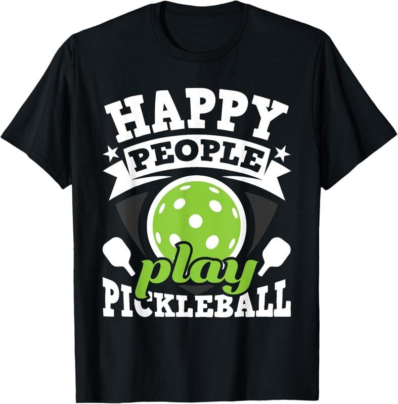 100% Cotton Happy People Play Pickleball Paddleball Player T-Shirts, Hoodie, Sweatshirt