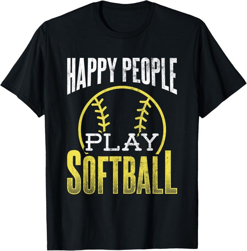 100% Cotton Happy People Play Softball Softball Player Softball Team T-Shirts, Hoodie, Sweatshirt