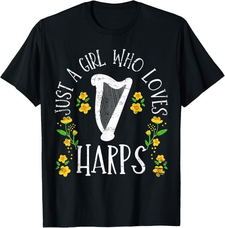 100% Cotton Harp Harpist Girl Cute T-Shirt Hoodie Sweatshirt | PrintMintTees.com