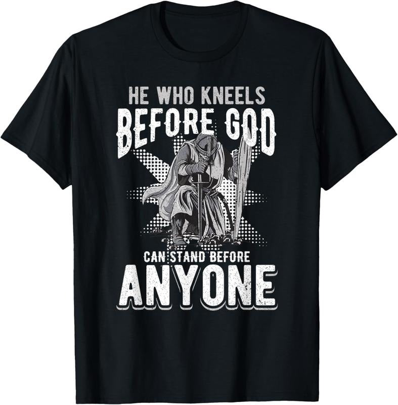 100% Cotton He Who Kneels Before God Can Stand Before Anyone T-Shirt Hoodie Sweatshirt | PrintMintTees.com