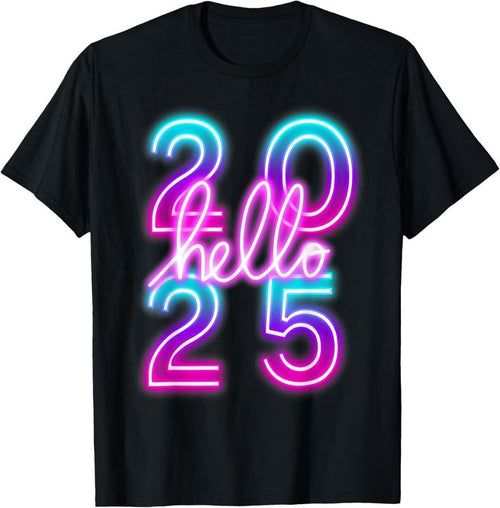100% Cotton Hello 2025 Happy New Year 2025 New Year's Eve Party T-Shirt Hoodie Sweatshirt | PrintMintTees.com