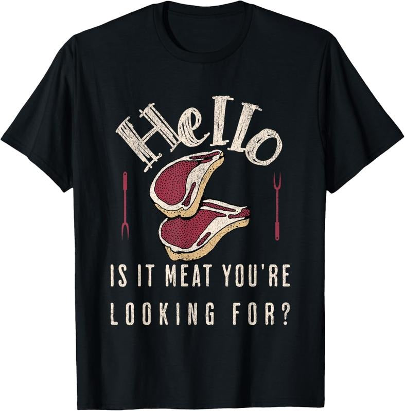 100% Cotton Hello Is It Meat You're Looking For? Funny Meat Lover T-Shirt Hoodie, Sweatshirt | PrintMintTees.com