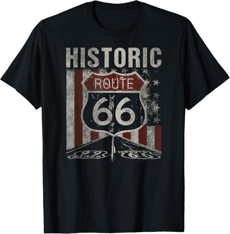 100% Cotton Historic U.S.A. Route 66 Highway Vintage America Road Sign T-Shirt Hoodie, Sweatshirt | PrintMintTees.com