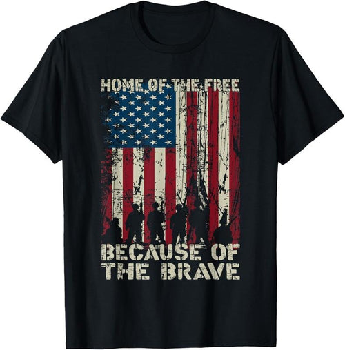 100% Cotton Home Of The Free Because Of The Brave Distress American Flag T-Shirt Hoodie Sweatshirt | PrintMintTees.com