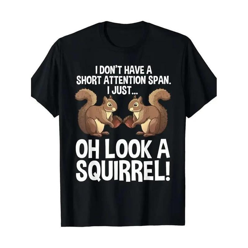 100% Cotton Humorous Graphic Print Tee - Funny Squirrel Design T-Shirt for Men and Women Hoodie Sweatshirt
