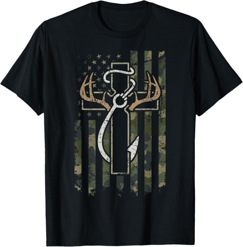 100% Cotton Hunting Fishing Faith - Christian Hunter Fisherman Camo USA T-Shirt Hoodie Sweatshirt | PrintMintTees.com