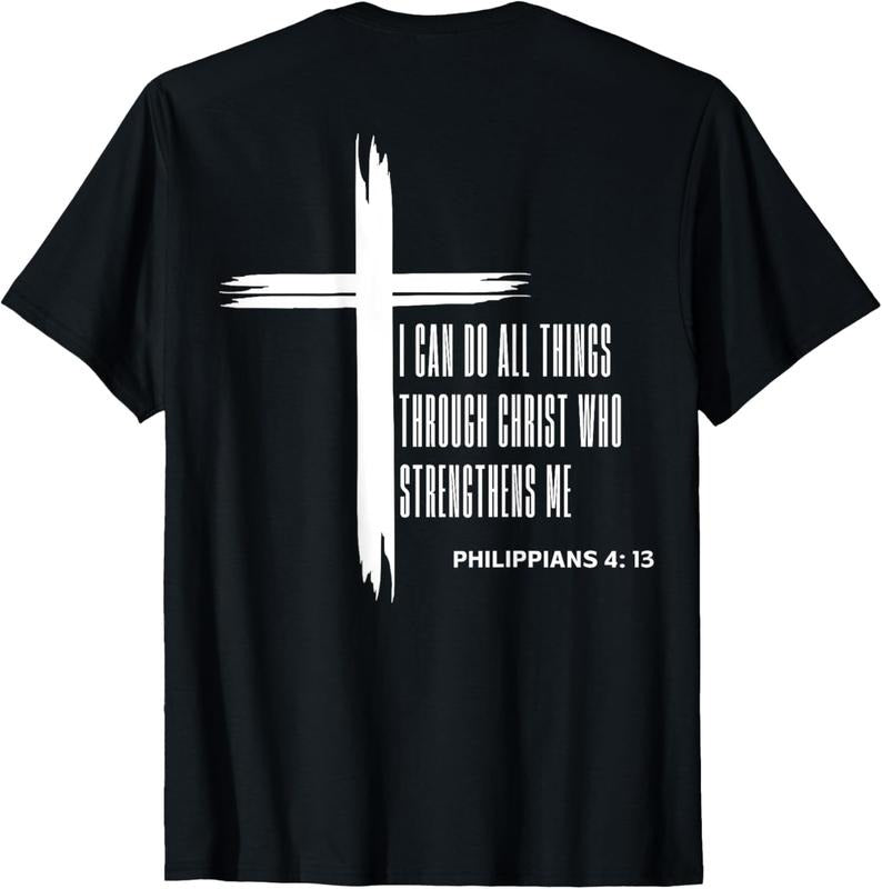 100% Cotton I Can Do All Things Through Christ Who Strengthens Me (back) T-Shirt Hoodie Sweatshirt | PrintMintTees.com