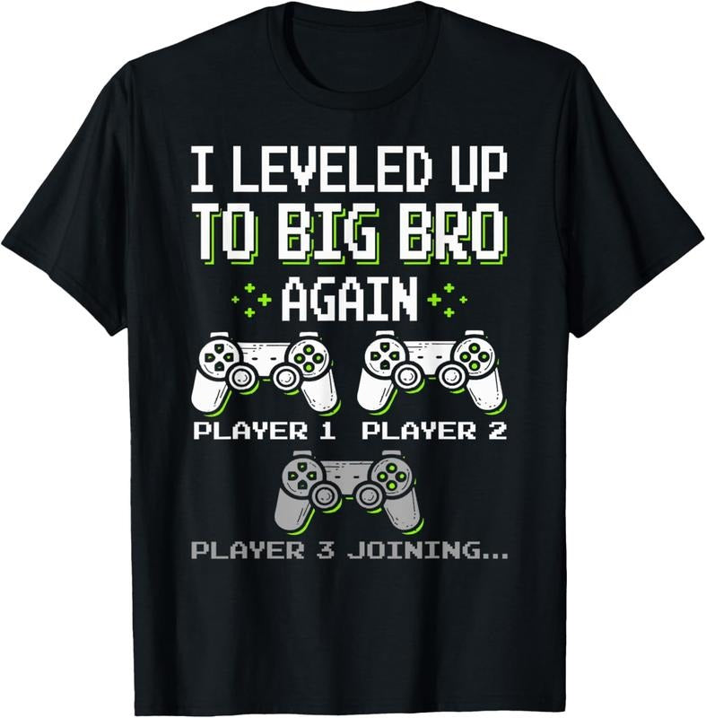 100% Cotton I Leveled Up Big Bro Again Brother Gamer Funny Video Game T-Shirts, Hoodie, Sweatshirt