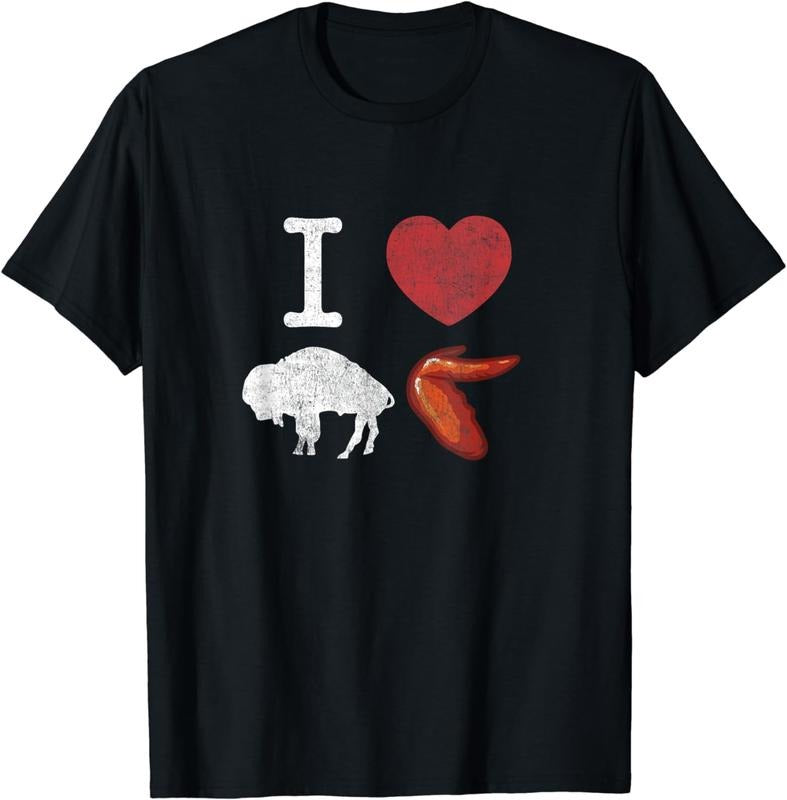 [100% Cotton]I Love Buffalo Wings T-Shirt - Chicken Wings Shirt Hoodie Sweatshirt | PrintMintTees.com
