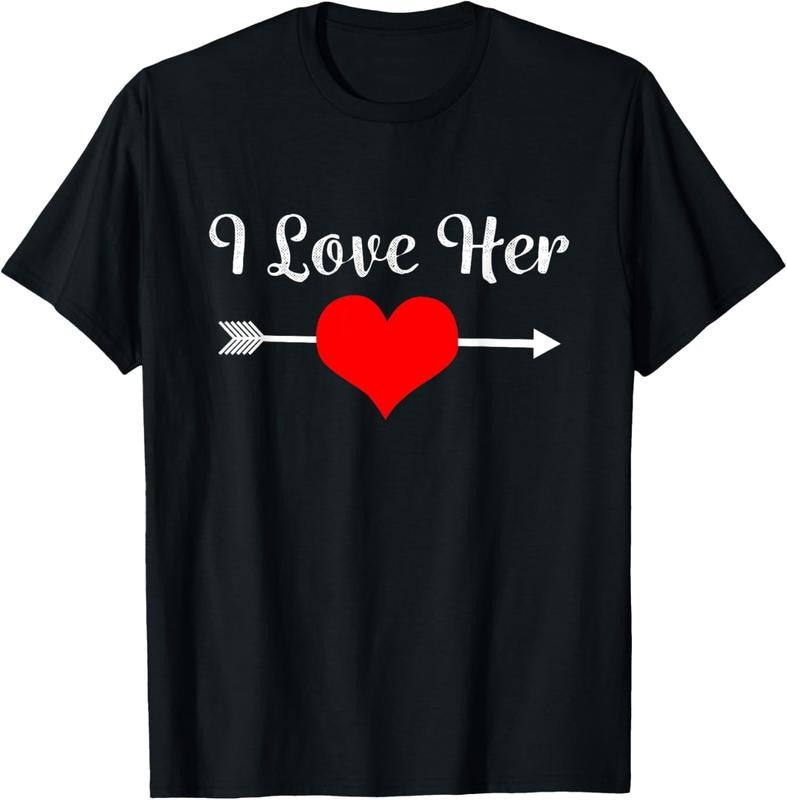 100% Cotton I Love Her Shirt Couples Matching Sets Him Her T-Shirts, Hoodie, Sweatshirt