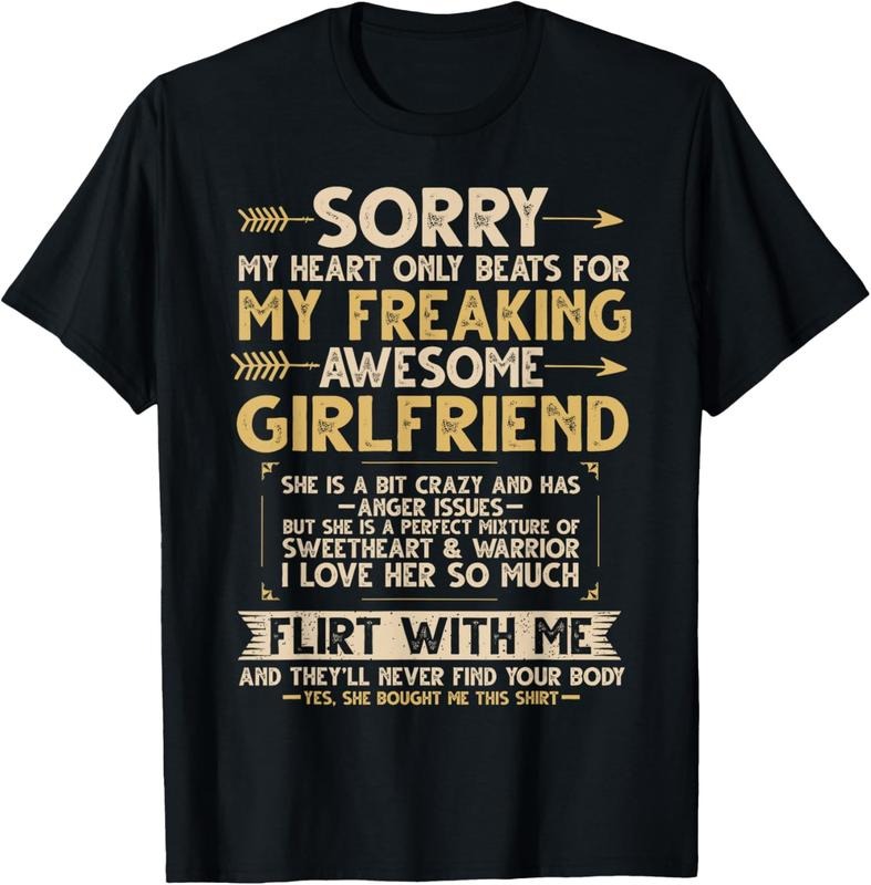 100% Cotton I Love My Freaking Awesome Girlfriend Shes a Bit Crazy Funny T-Shirt Hoodie Sweatshirt | PrintMintTees.com