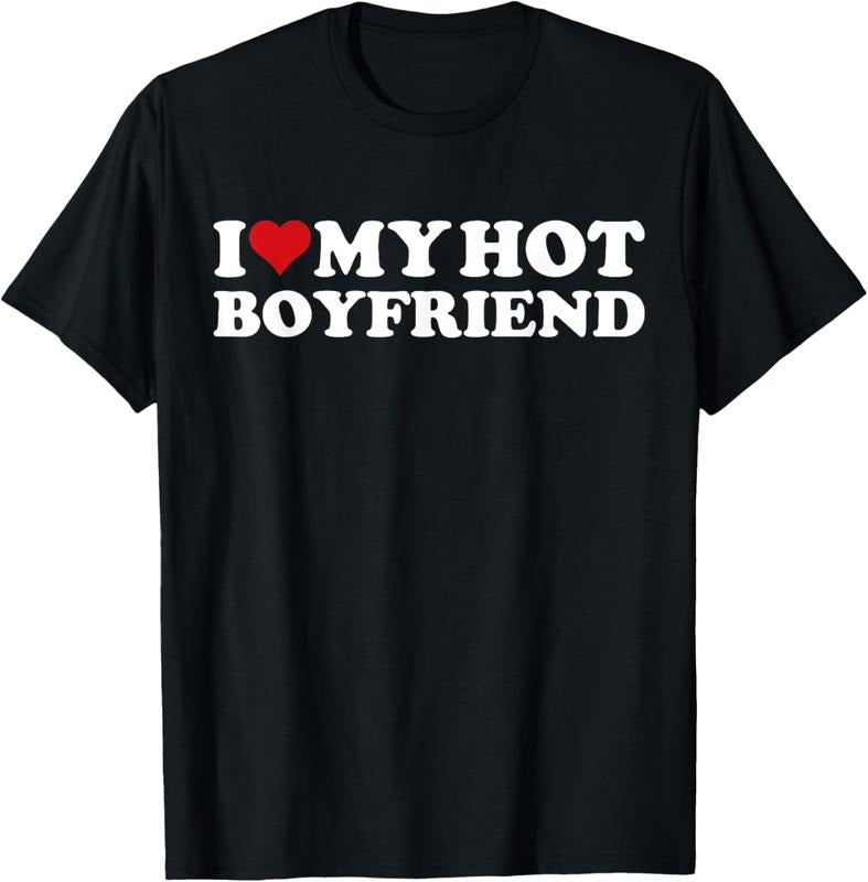 100% Cotton I Love My Hot Boyfriend I Heart My Hot Boyfriend BF T-Shirt Hoodie, Sweatshirt | PrintMintTees.com