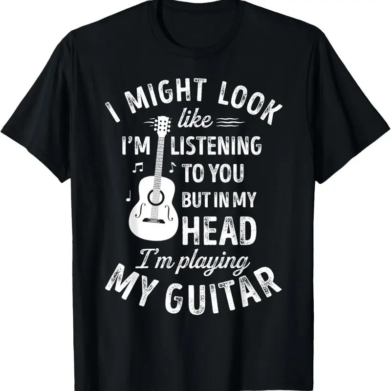 100% Cotton I Might Look Like I'm Listening To You Funny Guitar Music T-Shirt Hoodie, Sweatshirt | PrintMintTees.com