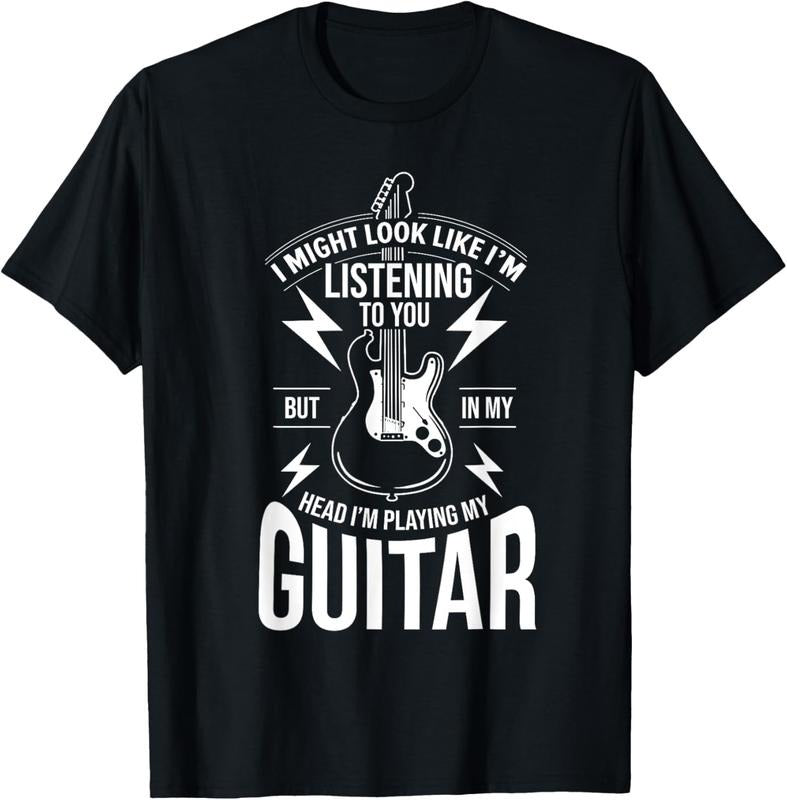 100% Cotton I Might Look Like I'm Listening to You Guitar Player T-Shirt Hoodie, Sweatshirt | PrintMintTees.com