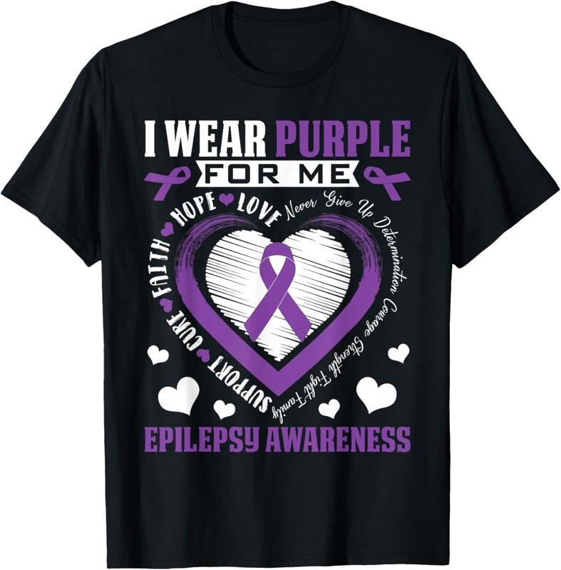 100% Cotton I Wear Purple For Me Epilepsy Awareness Month Heart Warrior T-Shirt Hoodie, Sweatshirt | PrintMintTees.com