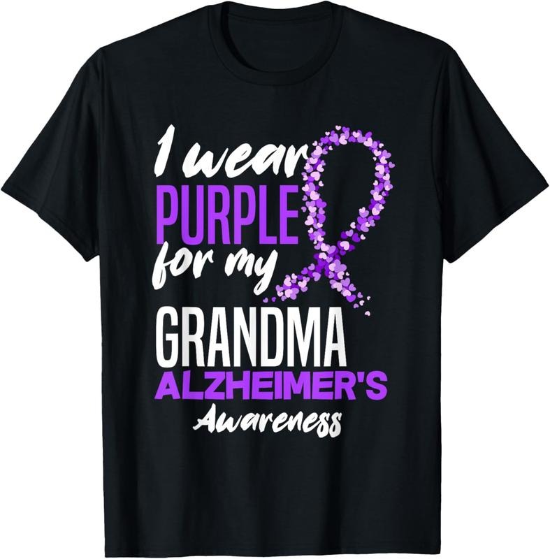 100% Cotton I Wear Purple For My Grandma Dementia Alzheimer's Awareness T-Shirt Hoodie Sweatshirt | PrintMintTees.com