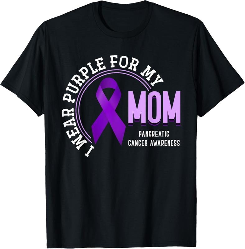 100% Cotton I Wear Purple For My Mom Pancreatic Cancer Awareness T-Shirt Hoodie Sweatshirt | PrintMintTees.com