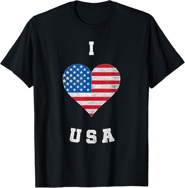 100% Cotton I heart USA, I Love USA, America Patriotic 4th July Tshirt T-Shirt Hoodie Sweatshirt | PrintMintTees.com