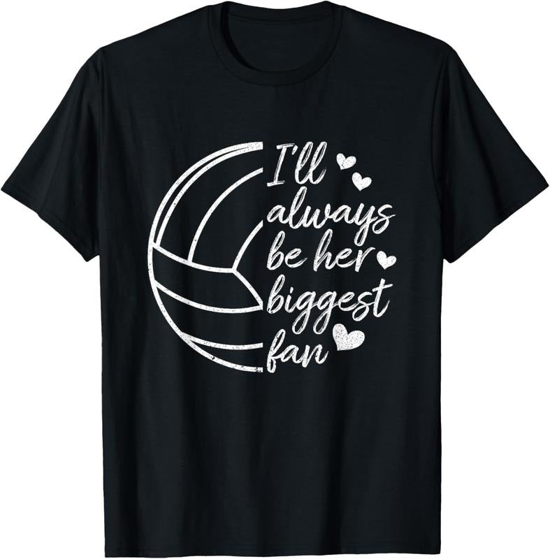 100% Cotton I'll Always Be Her Biggest Fan Volleyball Mom Dad T-Shirt Hoodie Sweatshirt | PrintMintTees.com