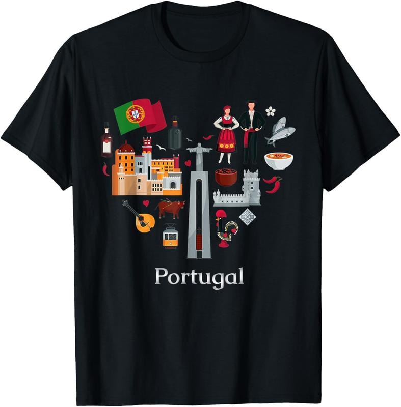 100% Cotton I love Portugal Lisbon Map iconic traditional Souvenir Gift T-Shirt Hoodie, Sweatshirt | PrintMintTees.com