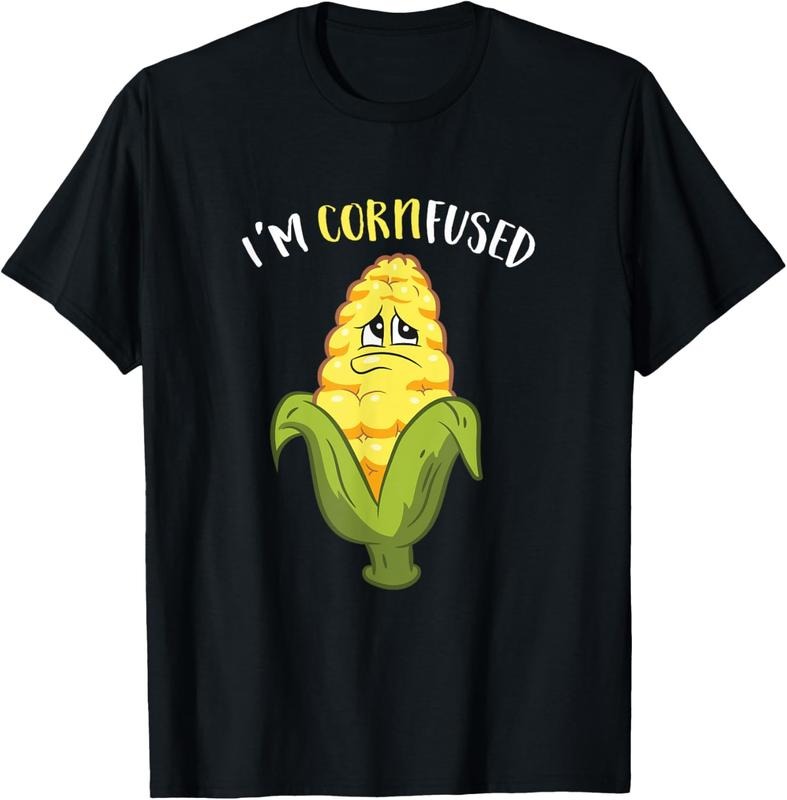 100% Cotton I'm Cornfused Funny Corn T-Shirt Hoodie, Sweatshirt | PrintMintTees.com