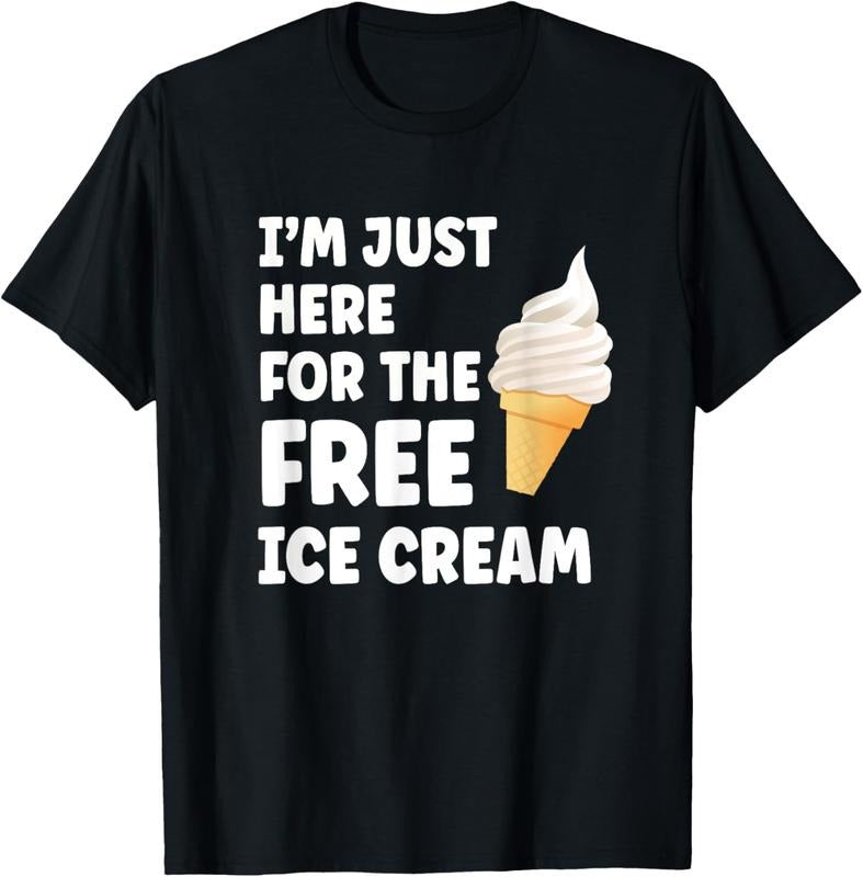 100% Cotton I'm Just Here For The Free Ice Cream Funny Cruise 2024 T-Shirt Hoodie Sweatshirt | PrintMintTees.com