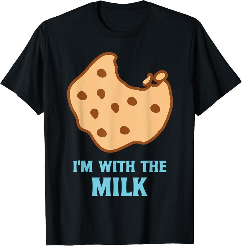 100% Cotton I'm With The Milk and Cookie Matching Couples Best Friends T-Shirt Hoodie Sweatshirt | PrintMintTees.com