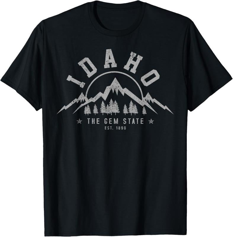 100% Cotton Idaho Gem State Est. 1890 Vintage Mountains T-Shirts, Hoodie, Sweatshirt