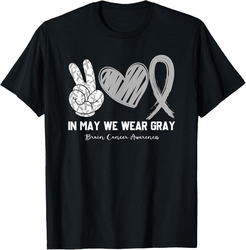 100% Cotton In May We Wear Gray Brain Cancer Awareness Month T-Shirt Hoodie Sweatshirt | PrintMintTees.com