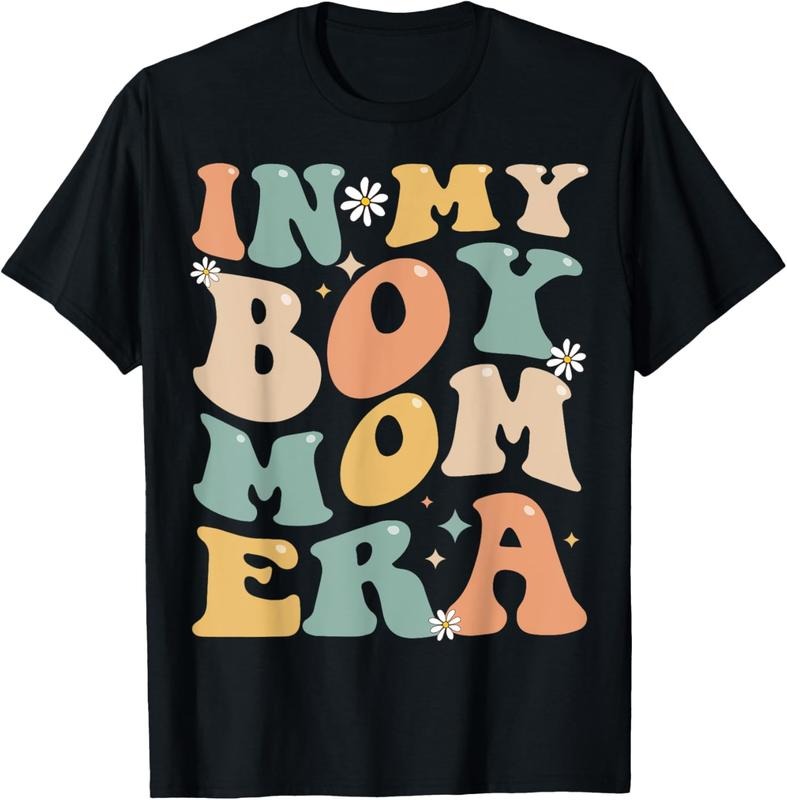 100% Cotton In My Boy Mom Era Groovy Mom Of Boys Gifts Funny Mothers Day T-Shirt Hoodie Sweatshirt | PrintMintTees.com