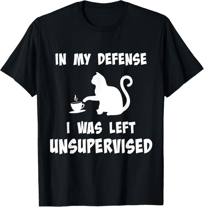 100% Cotton In My Defense I Was Left Unsupervised Funny Cat, Cat Lovers T-Shirt Hoodie, Sweatshirt | PrintMintTees.com