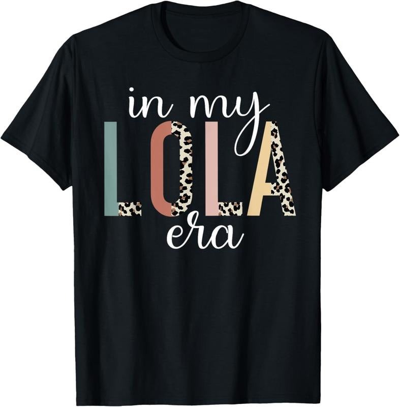 100% Cotton My Lola Era Leopard Letter Print Funny Lola T-Shirts, Hoodie, Sweatshirt