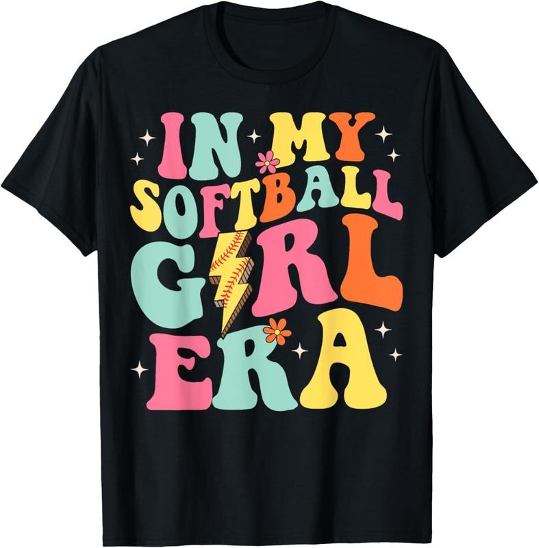 100% Cotton In My Softball Girl Era Retro Groovy Softball Girl T-Shirt Hoodie Sweatshirt | PrintMintTees.com