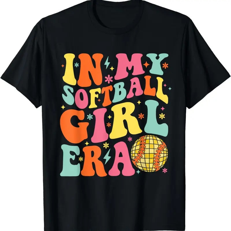 [100% Cotton]In My Softball Girl Era Retro Softball Shirts For Girl Women T-Shirt Hoodie Sweatshirt | PrintMintTees.com