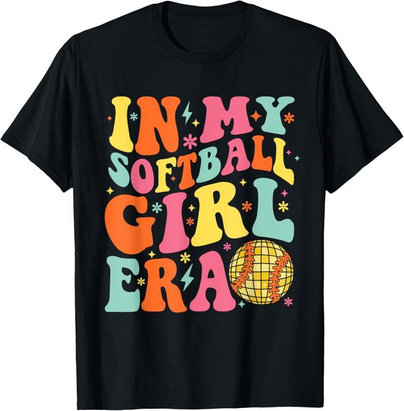 100% Cotton In My Softball Girl Era Retro Softball Shirts For Girl Women T-Shirt Hoodie, Sweatshirt | PrintMintTees.com